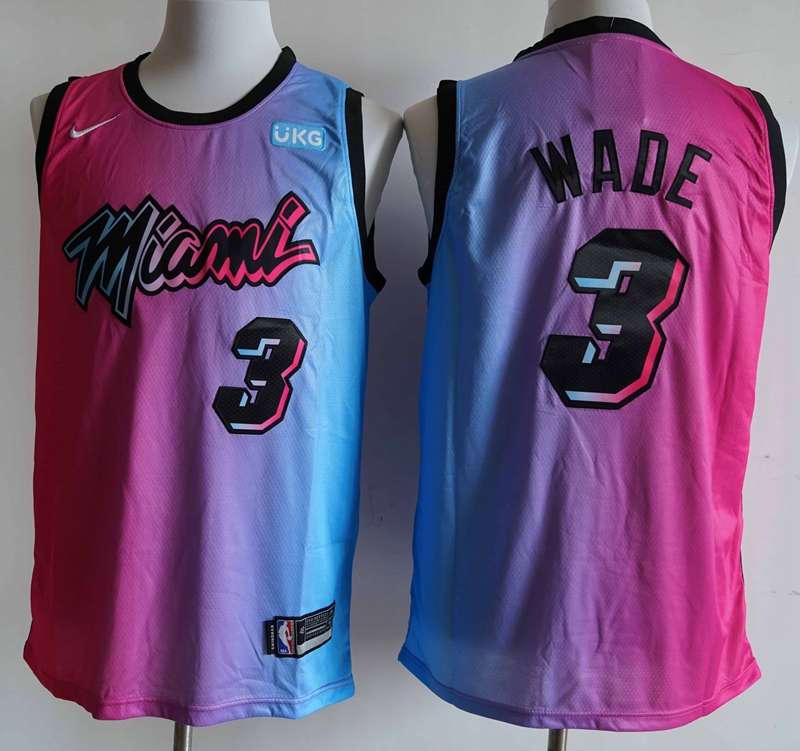 20/21 Miami Heat WADE #3 Pink Blue City Basketball Jersey (Stitched)