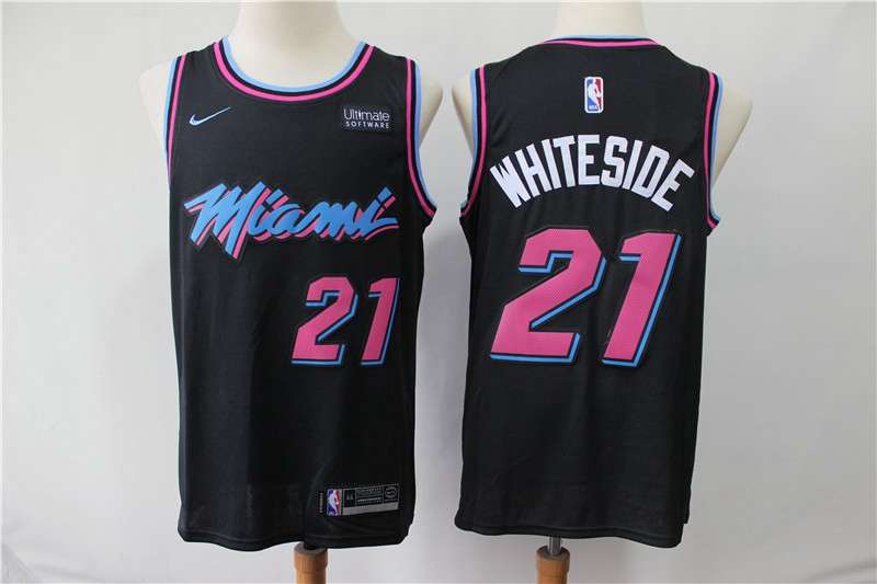 2020 Miami Heat WHITESIDE #21 Black City Basketball Jersey (Stitched)