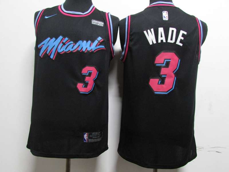 2020 Miami Heat WADE #3 Black City Basketball Jersey (Stitched)