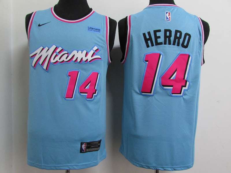 2020 Miami Heat HERRO #14 Blue City Basketball Jersey (Stitched)
