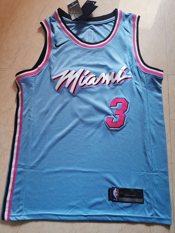 2020 Miami Heat WADE #3 Blue City Basketball Jersey (Stitched)