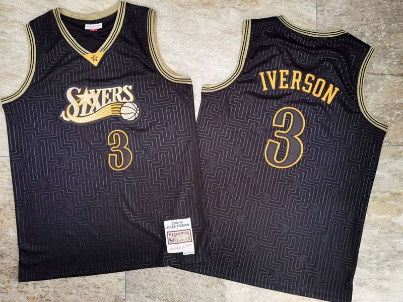 2000/01 Philadelphia 76ers IVERSON #3 Black Classics Basketball Jersey (Closely Stitched)