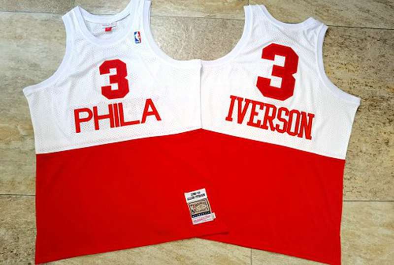 2003/04 Philadelphia 76ers IVERSON #3 White Red Classics Basketball Jersey (Closely Stitched)