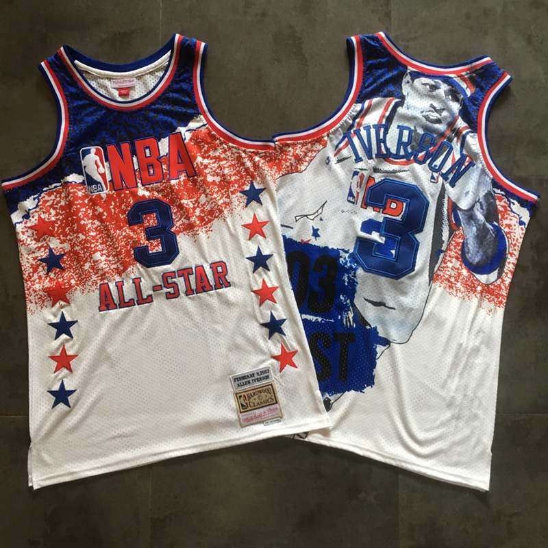 2003 Philadelphia 76ers IVERSON #3 White ALL-STAR Classics Basketball Jersey (Closely Stitched)