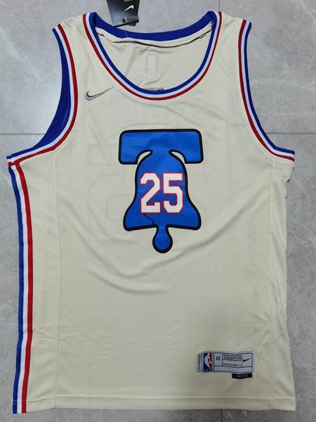 20/21 Philadelphia 76ers SIMMONS #25 Cream Basketball Jersey (Stitched)