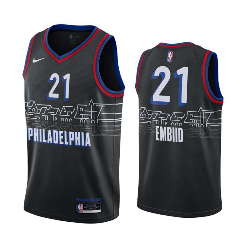 20/21 Philadelphia 76ers EMBIID #21 Black City Basketball Jersey (Stitched)