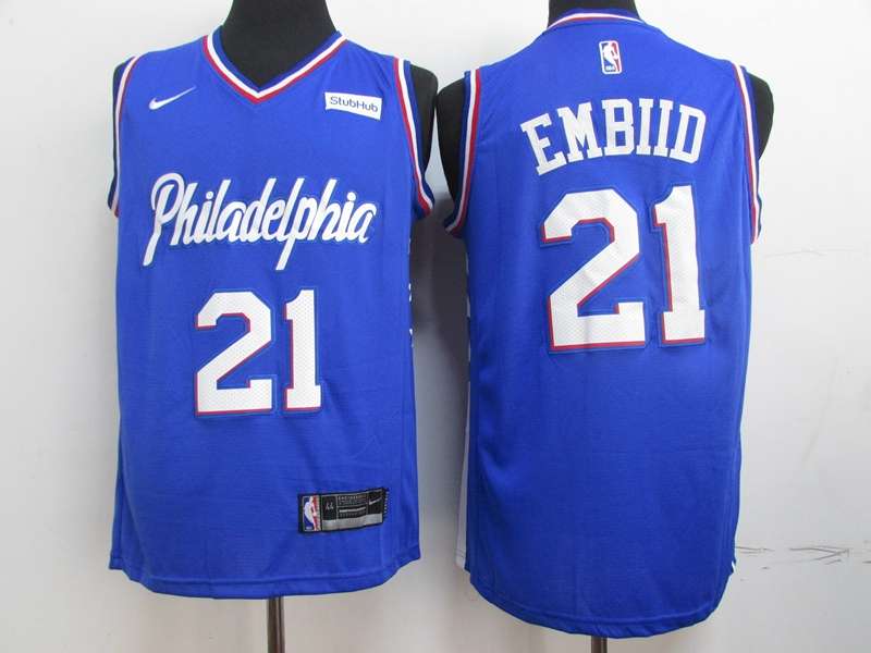 2020 Philadelphia 76ers EMBIID #21 Blue Basketball Jersey (Stitched)