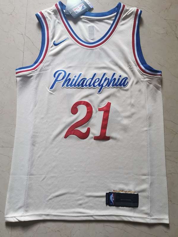 2020 Philadelphia 76ers EMBIID #21 White City Basketball Jersey (Stitched)