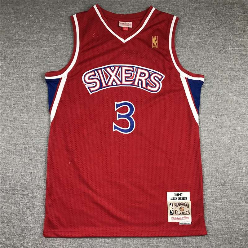 1996/97 Philadelphia 76ers IVERSON #3 Red Classics Basketball Jersey (Stitched)