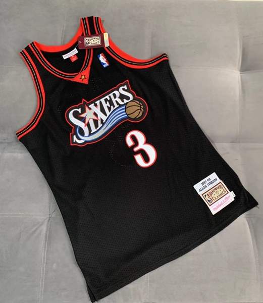 1997/98 Philadelphia 76ers IVERSON #3 Black Classics Basketball Jersey (Closely Stitched)
