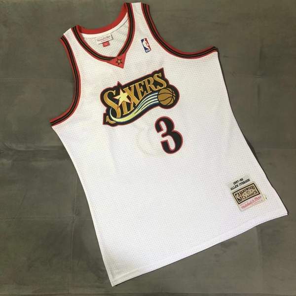 1997/98 Philadelphia 76ers IVERSON #3 White Classics Basketball Jersey (Closely Stitched)