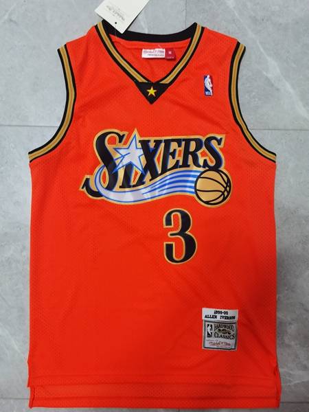 1999/00 Philadelphia 76ers IVERSON #3 Orange Classics Basketball Jersey (Stitched)