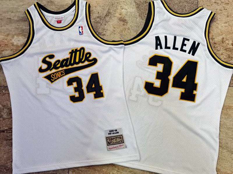 2005/06 Seattle Sounders ALLEN #34 White Classics Basketball Jersey (Closely Stitched)