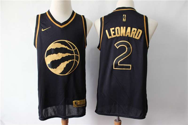 2020 Toronto Raptors LEONARD #2 Black Gold Basketball Jersey (Stitched)