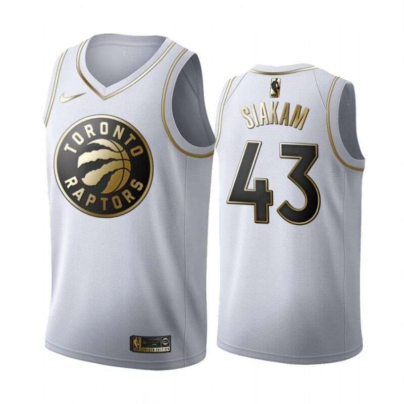 2020 Toronto Raptors SIAKAM #43 White Gold Basketball Jersey (Stitched)