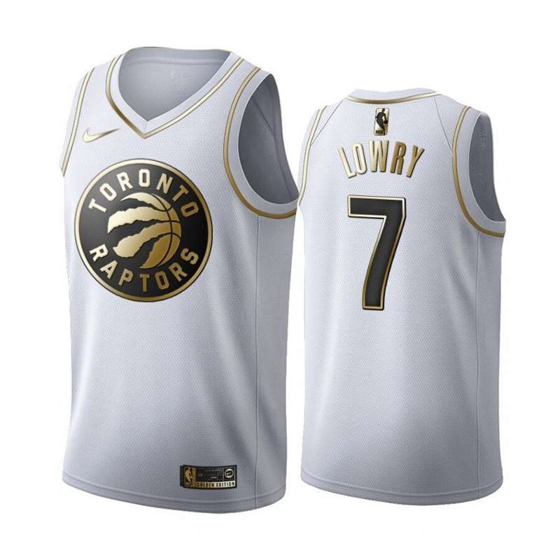 2020 Toronto Raptors LOWRY #7 White Gold Basketball Jersey (Stitched)