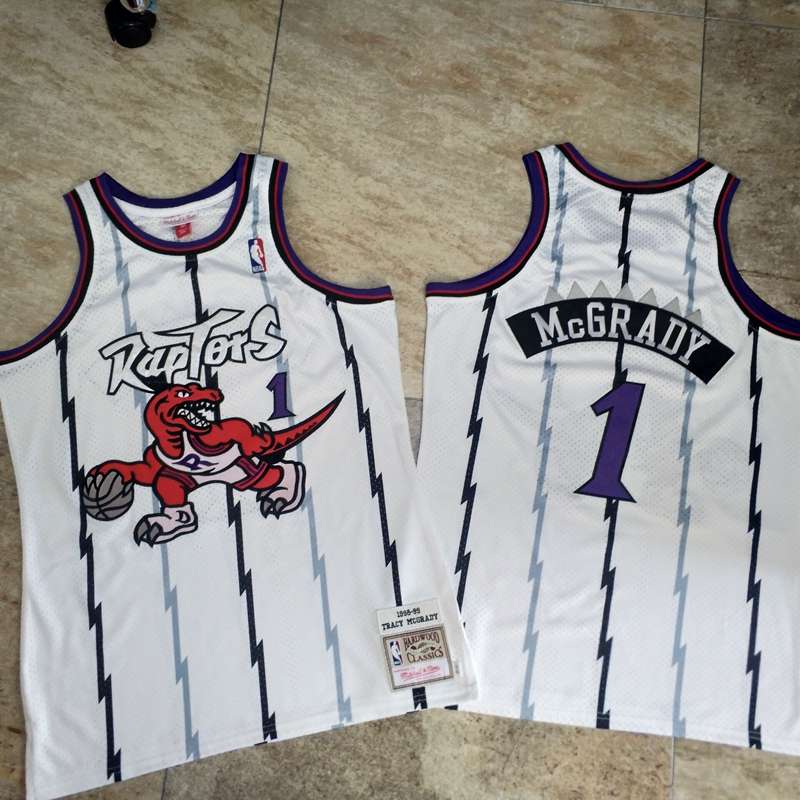 1998/99 Toronto Raptors MCGRADY #1 White Classics Basketball Jersey (Closely Stitched)