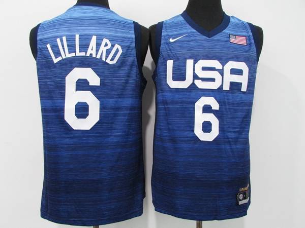 2021 USA LILLARD #6 Blue Basketball Jersey (Stitched)