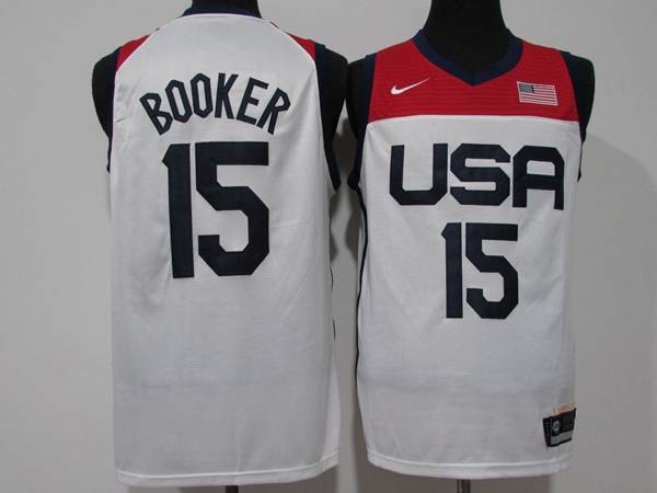 2021 USA BOOKER #15 White Basketball Jersey (Stitched)