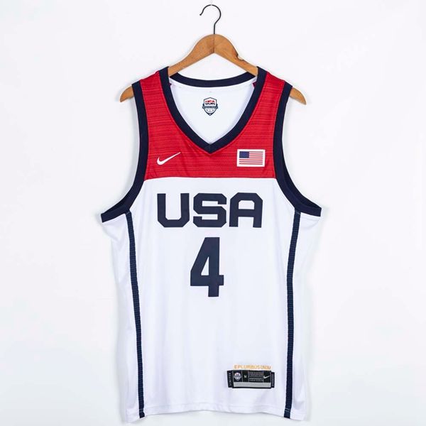 2021 USA BEAL #4 White Basketball Jersey (Stitched)