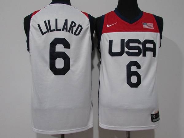 2021 USA LILLARD #6 White Basketball Jersey (Stitched)