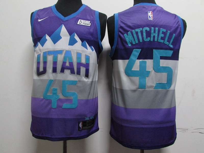 Utah Jazz MITCHELL #45 Purple City Basketball Jersey (Stitched)