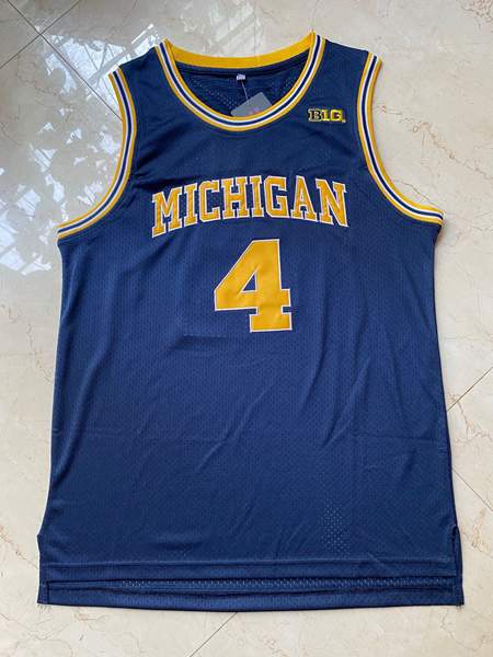 Michigan Wolverines WEBBER #4 Blue NCAA Basketball Jersey