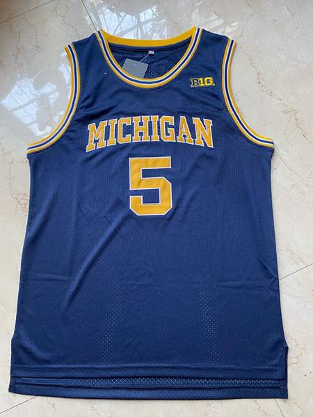 Michigan Wolverines ROSE #5 Blue NCAA Basketball Jersey
