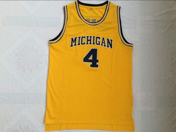 Michigan Wolverines WEBBER #4 Yellow NCAA Basketball Jersey