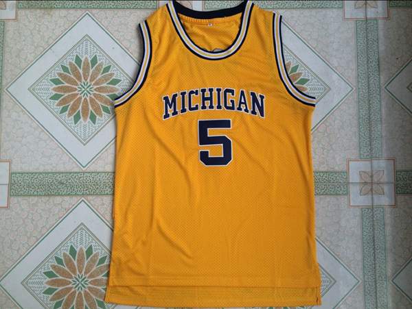 Michigan Wolverines ROSE #5 Yellow NCAA Basketball Jersey