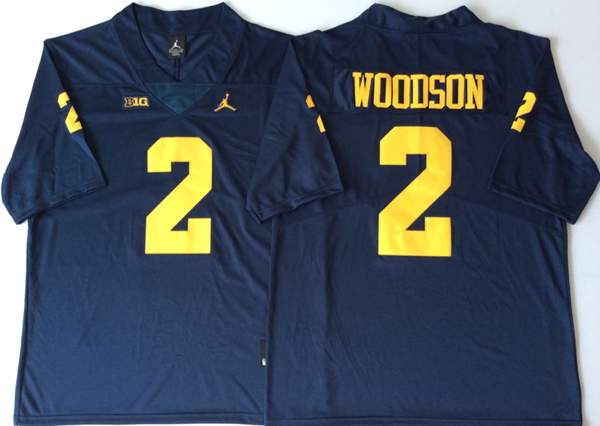 Michigan Wolverines WOODSON #2 Dark Blue NCAA Football Jersey