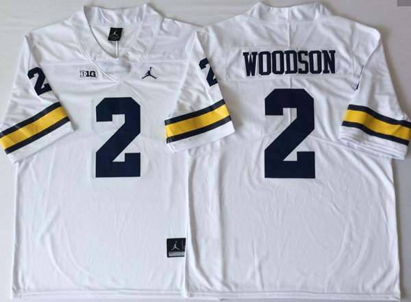 Michigan Wolverines WOODSON #2 White NCAA Football Jersey