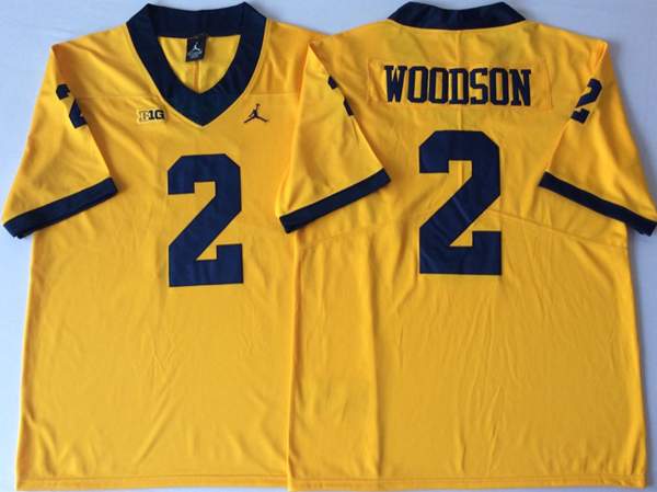 Michigan Wolverines WOODSON #2 Yellow NCAA Football Jersey