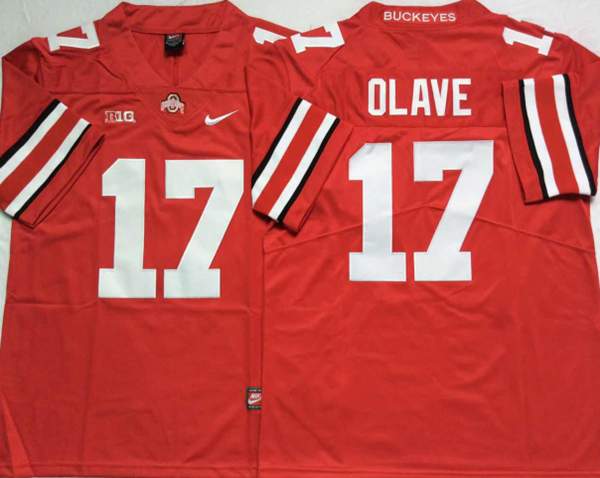 Ohio State Buckeyes OLAVE #17 Red NCAA Football Jersey