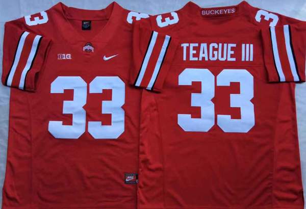Ohio State Buckeyes TEAGUE III #33 Red NCAA Football Jersey
