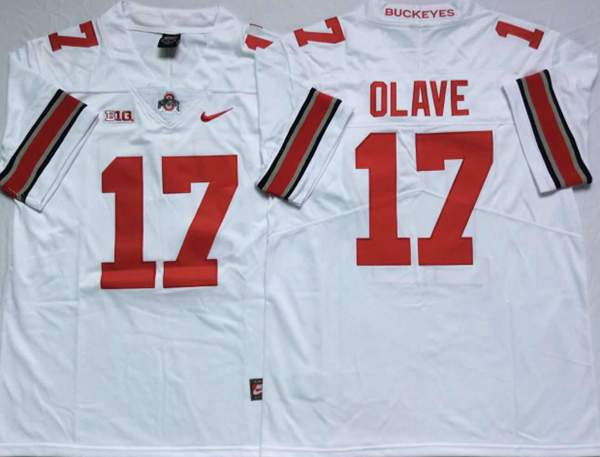 Ohio State Buckeyes OLAVE #17 White NCAA Football Jersey