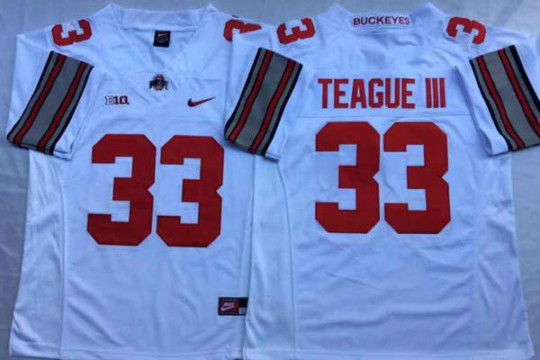 Ohio State Buckeyes TEAGUE III #33 White NCAA Football Jersey