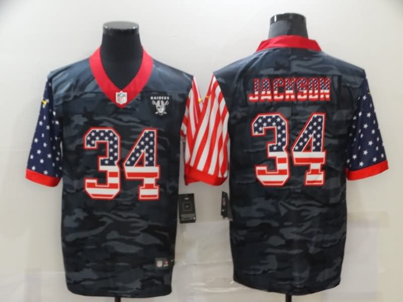 Las Vegas Raiders Black USA Flag NFL Jersey 02