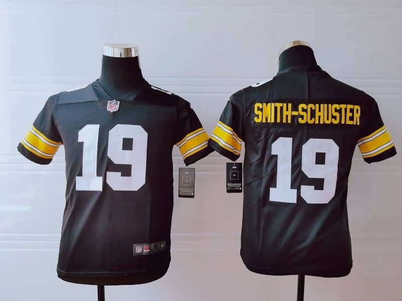 Kids Pittsburgh Steelers SMITH-SCHUSTER #19 Black NFL Jersey 02