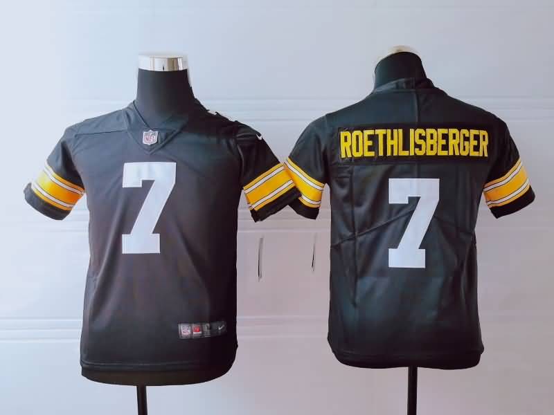 Kids Pittsburgh Steelers ROETHLISBERGER #7 Black NFL Jersey 02