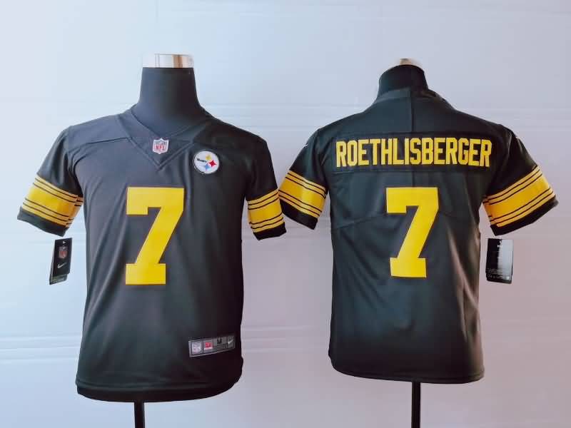Kids Pittsburgh Steelers ROETHLISBERGER #7 Black NFL Jersey 03