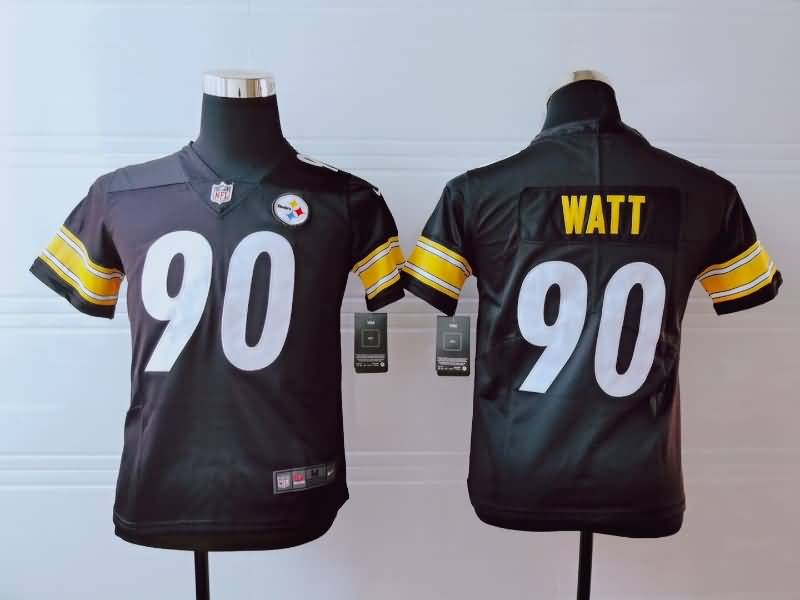 Kids Pittsburgh Steelers WATT #90 Black NFL Jersey