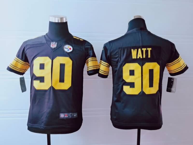 Kids Pittsburgh Steelers WATT #90 Black NFL Jersey 03