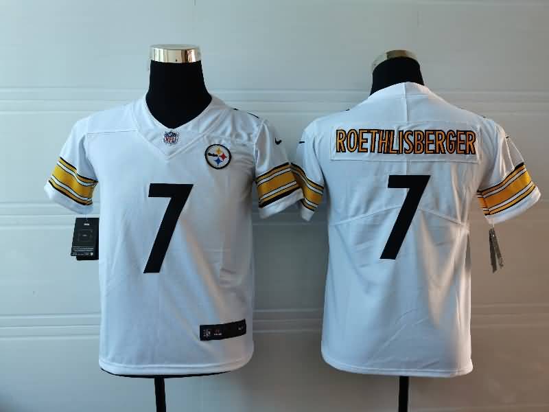 Kids Pittsburgh Steelers ROETHLISBERGER #7 White NFL Jersey