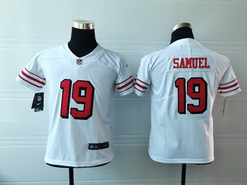 Kids San Francisco 49ers SAMUEL #19 White Retro NFL Jersey