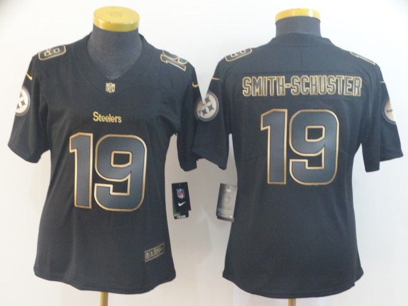 Pittsburgh Steelers SMITH-SCHUSTER #19 Black Gold Vapor Limited Women NFL Jersey