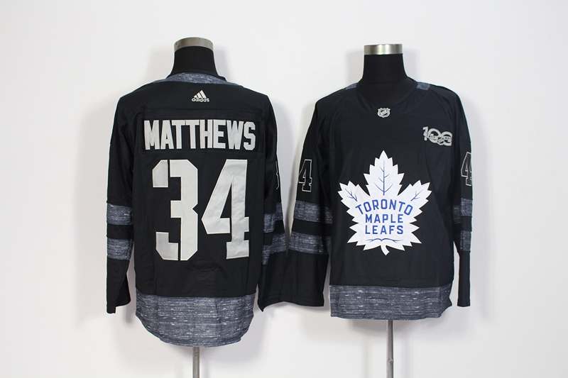 Toronto Maple Leafs MATTHEWS #34 Black 100th Anniversary NHL Jersey