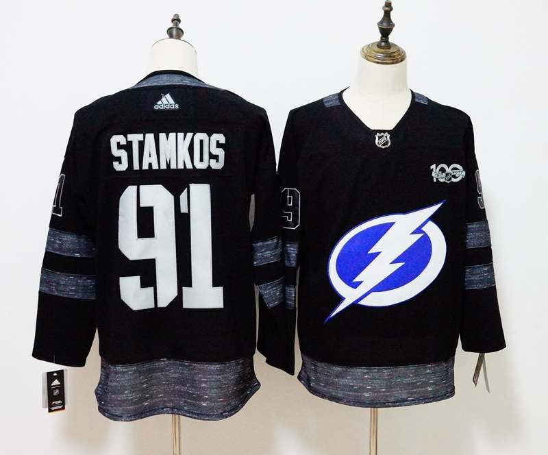 Tampa Bay Lightning STAMKOS #91 Black 100th Anniversary NHL Jersey