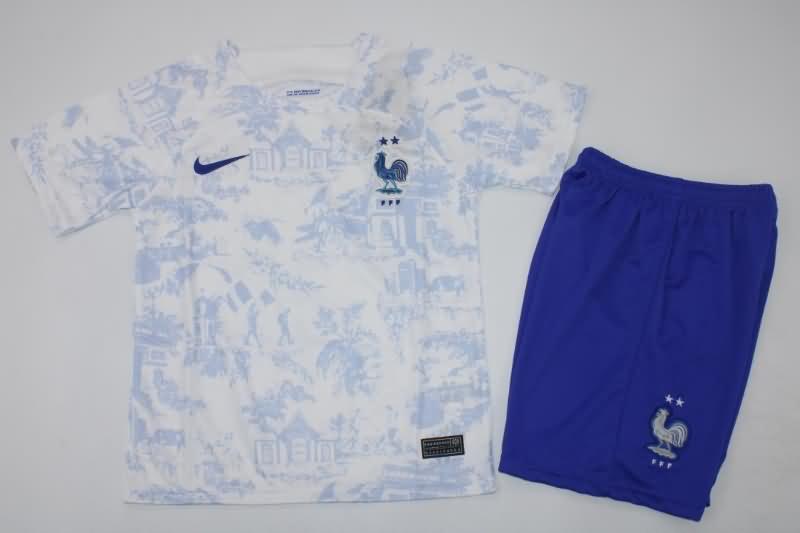 2022 World Cup France Away Kids Soccer Jersey And Shorts