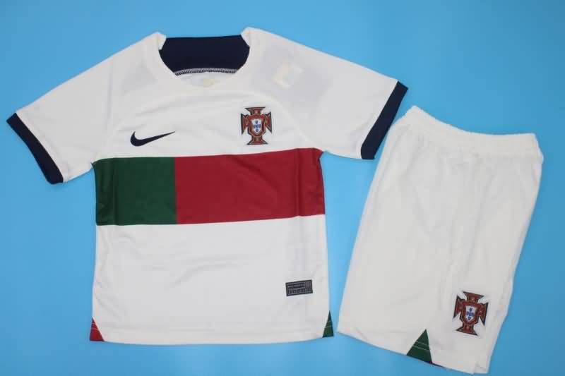 2022 World Cup Portugal Away Kids Jersey And Shorts
